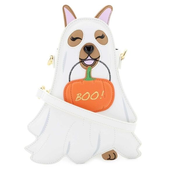 Betsey Johnson GLOW IN THE DARK  GHOST DOG XOSPOOKY WHITE CROSSBODY NWT - Picture 1 of 12